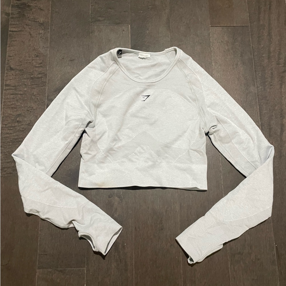 Gray Long Sleeve Crop Top